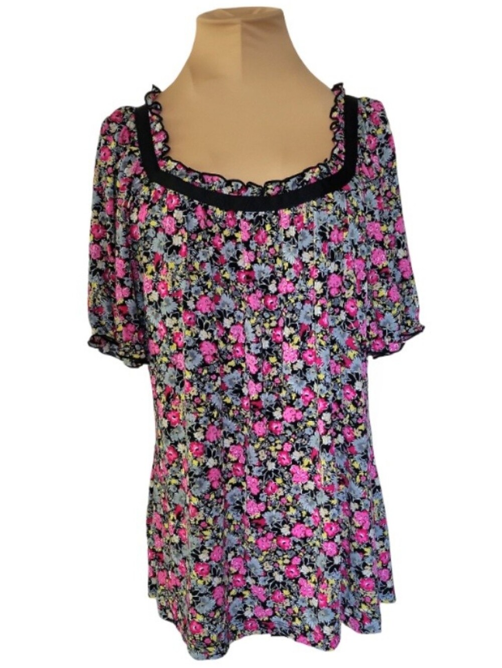 Gitano Floral Square Neck Blouse‎ Women's XL
